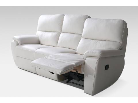 3 osobowa sofa z funkcją relaks biała skóra