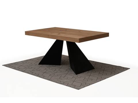 stół na czarnej metalowej nodze