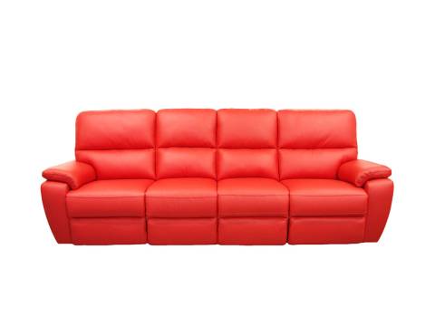 czerwona czteroosobowa sofa ze skóry naturalnej