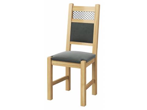 dębowe krzesło z czarną tapicerką