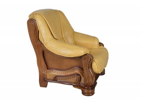 fotel drewno skora kolor rustykalny