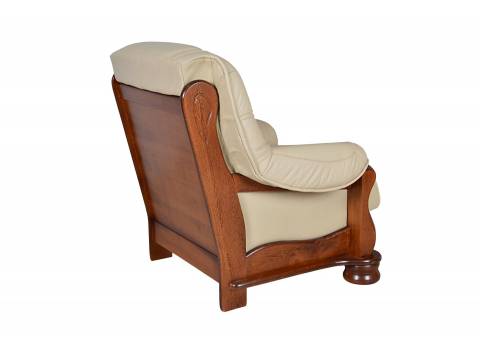 klasyczny fotel drewno skora