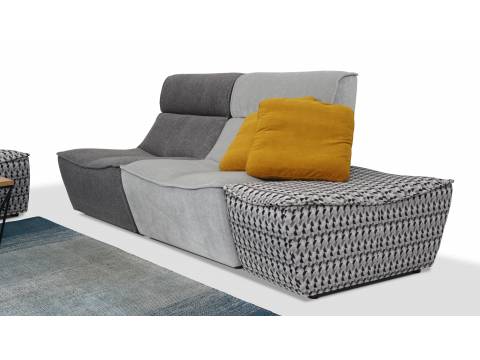 Nowoczesna modułowa sofa z materiału plamoodpornego z rozpinanymi siedziskami w odcieniach szarości