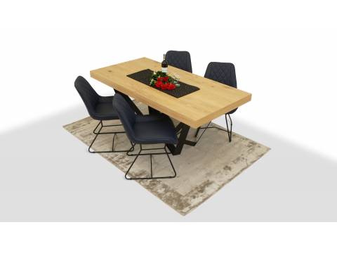 zestaw stół rozsuwany oraz krzesła na stalowych nogach