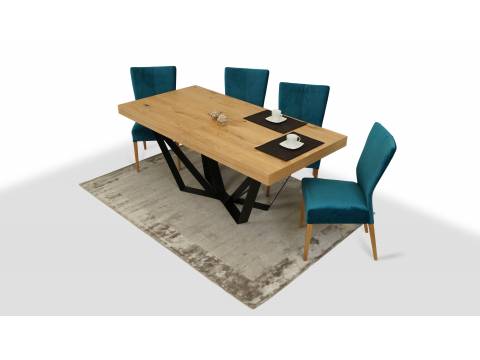 Stół loft razem z krzesłami tkanina
