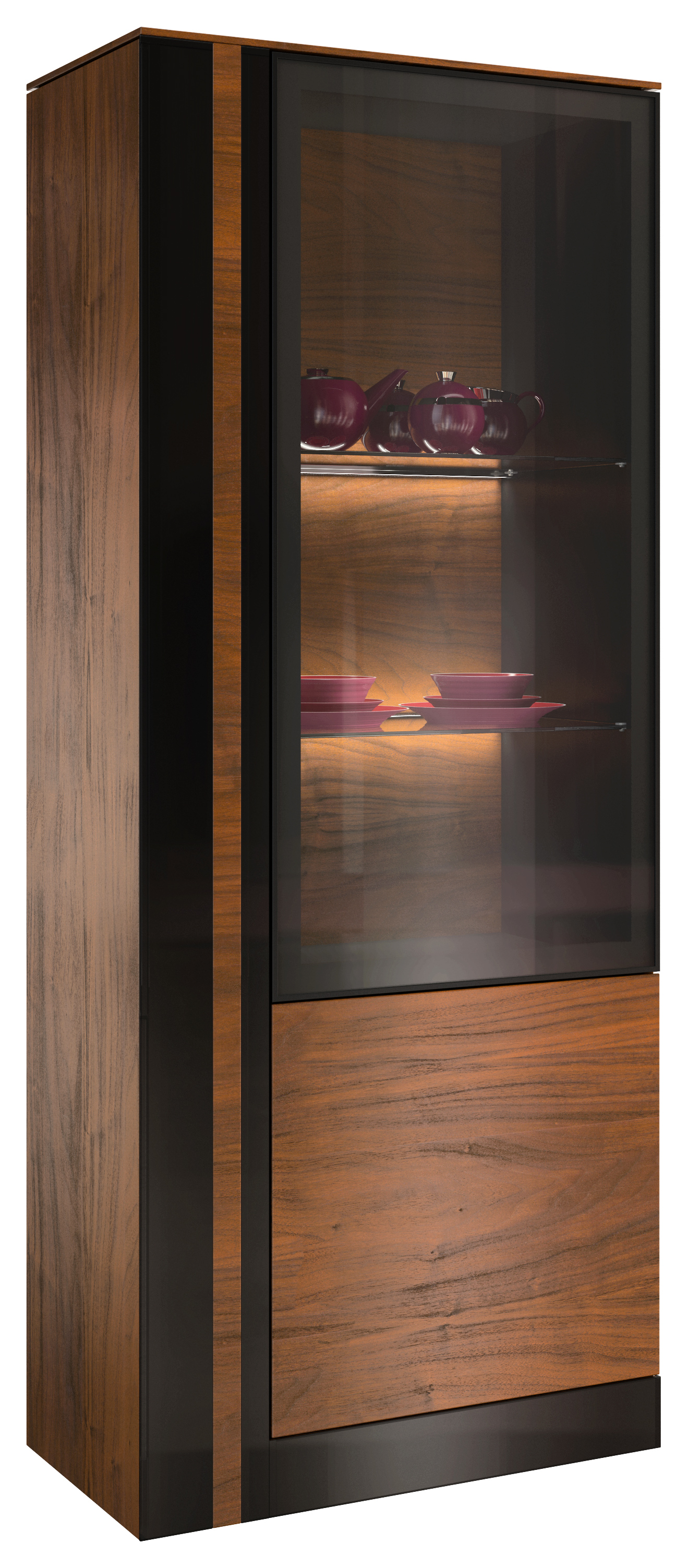 witryna szklana z oświetleniem kolekcja vigo mebin