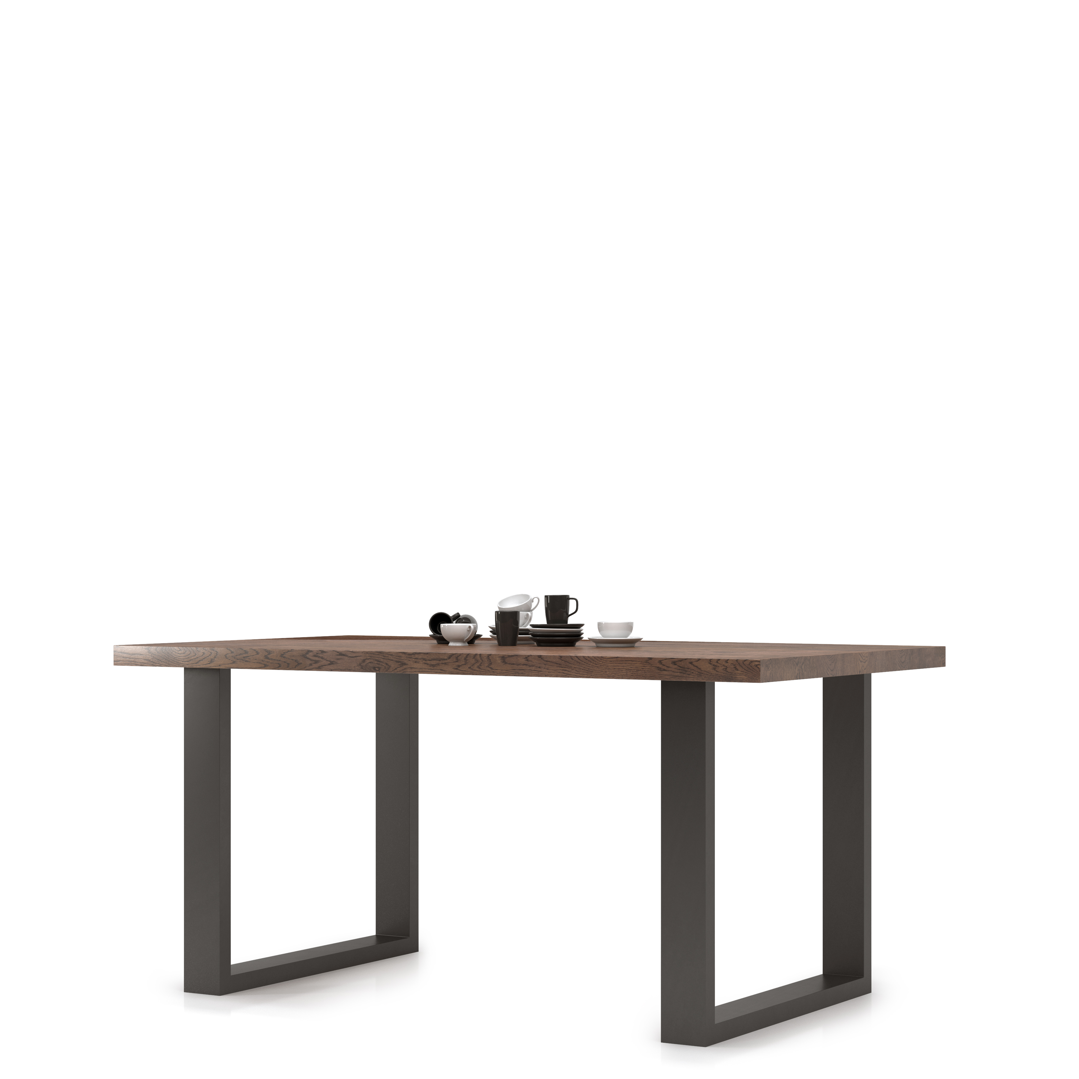 stół na czarnych metalowych nogach