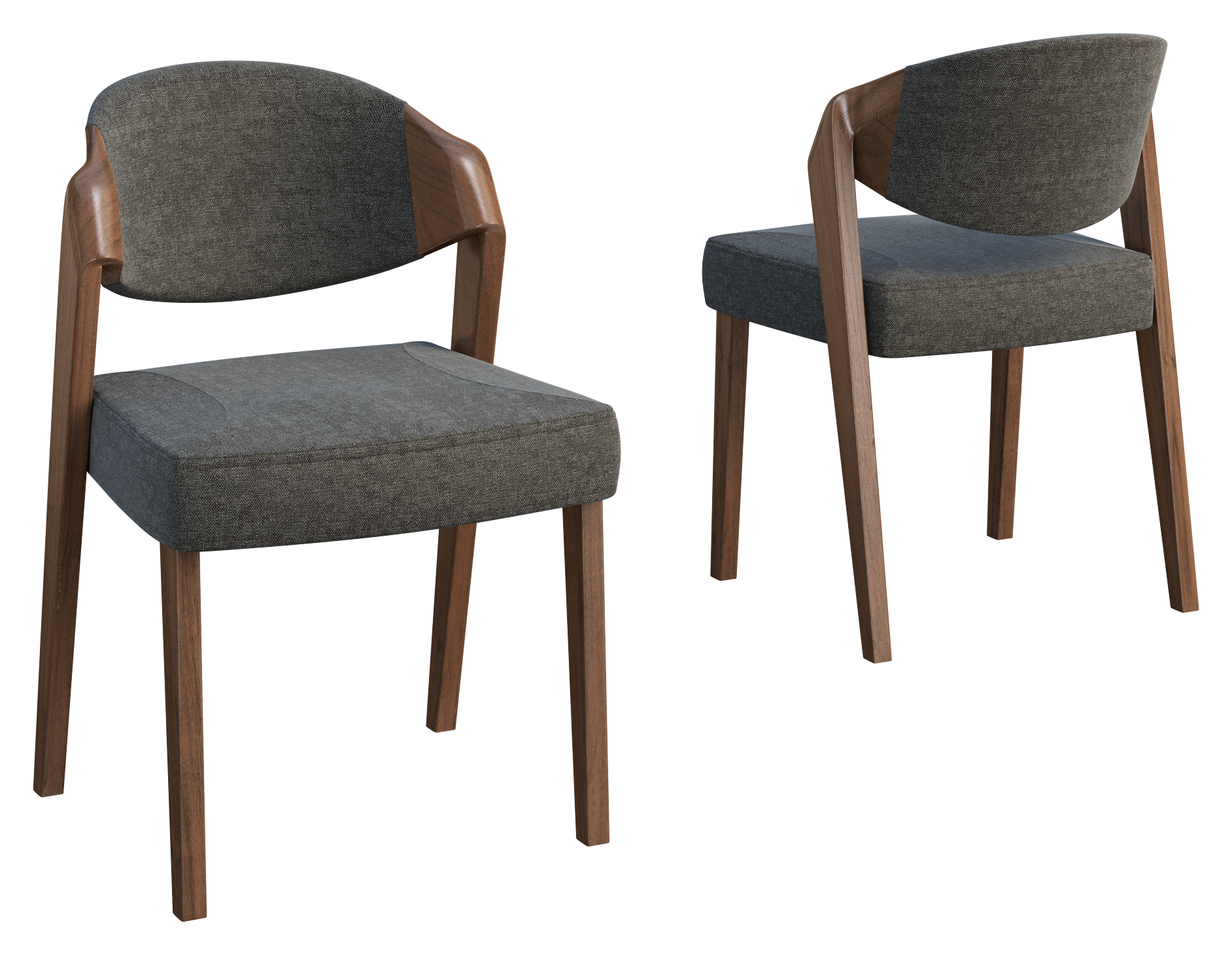 Krzesło w szarej tkaninie i drewnianych brązowych nogach