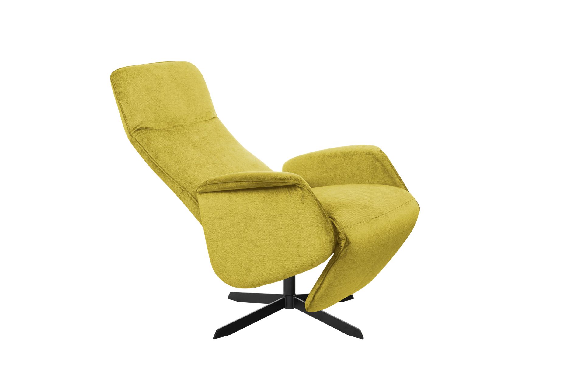 żółty rozkładany fotel na czarnych nogach