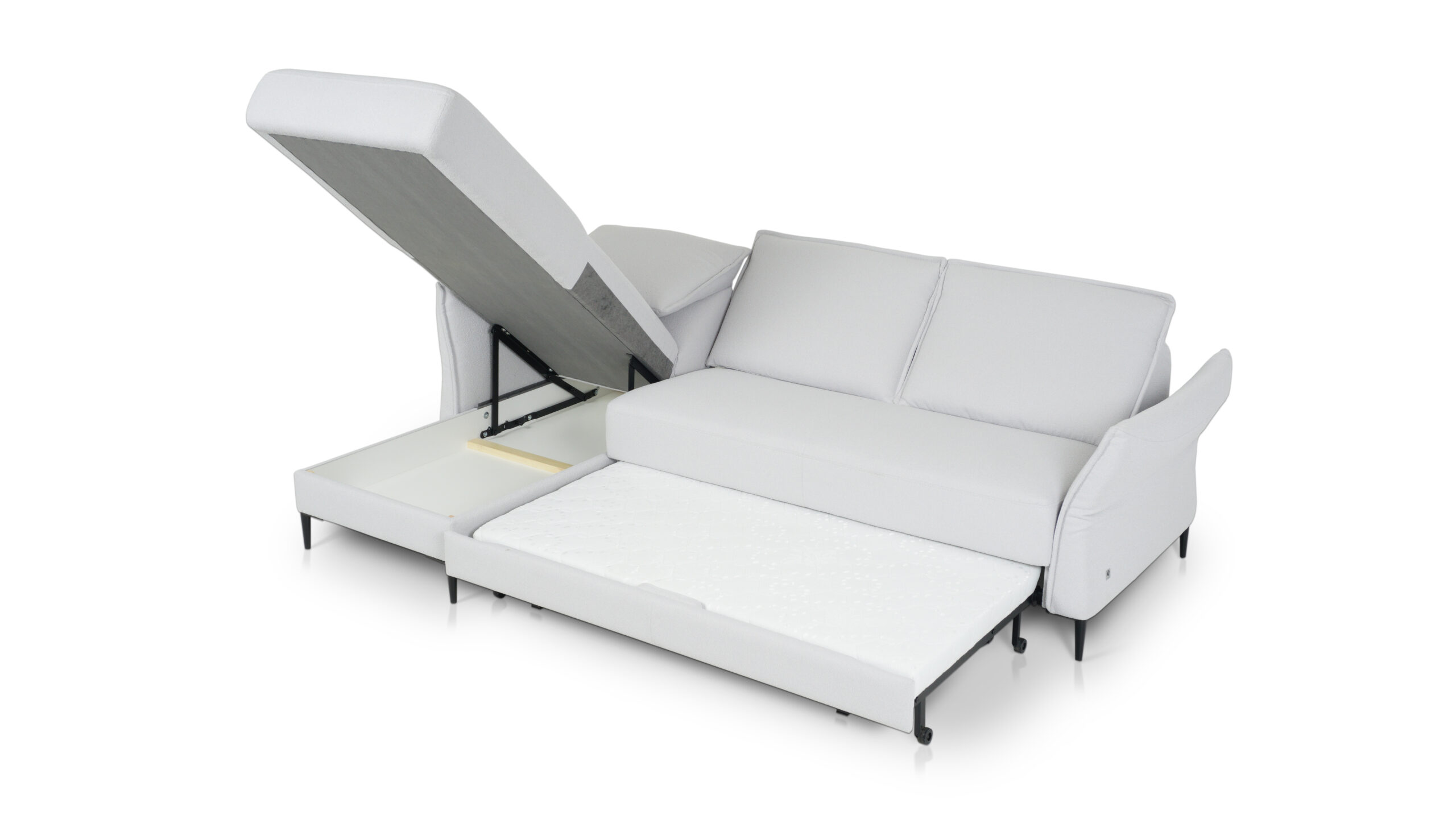 elegancka sofa narożna z funkcją spania i miejscem na pościel Arasi wypoczynek z funkcją spania