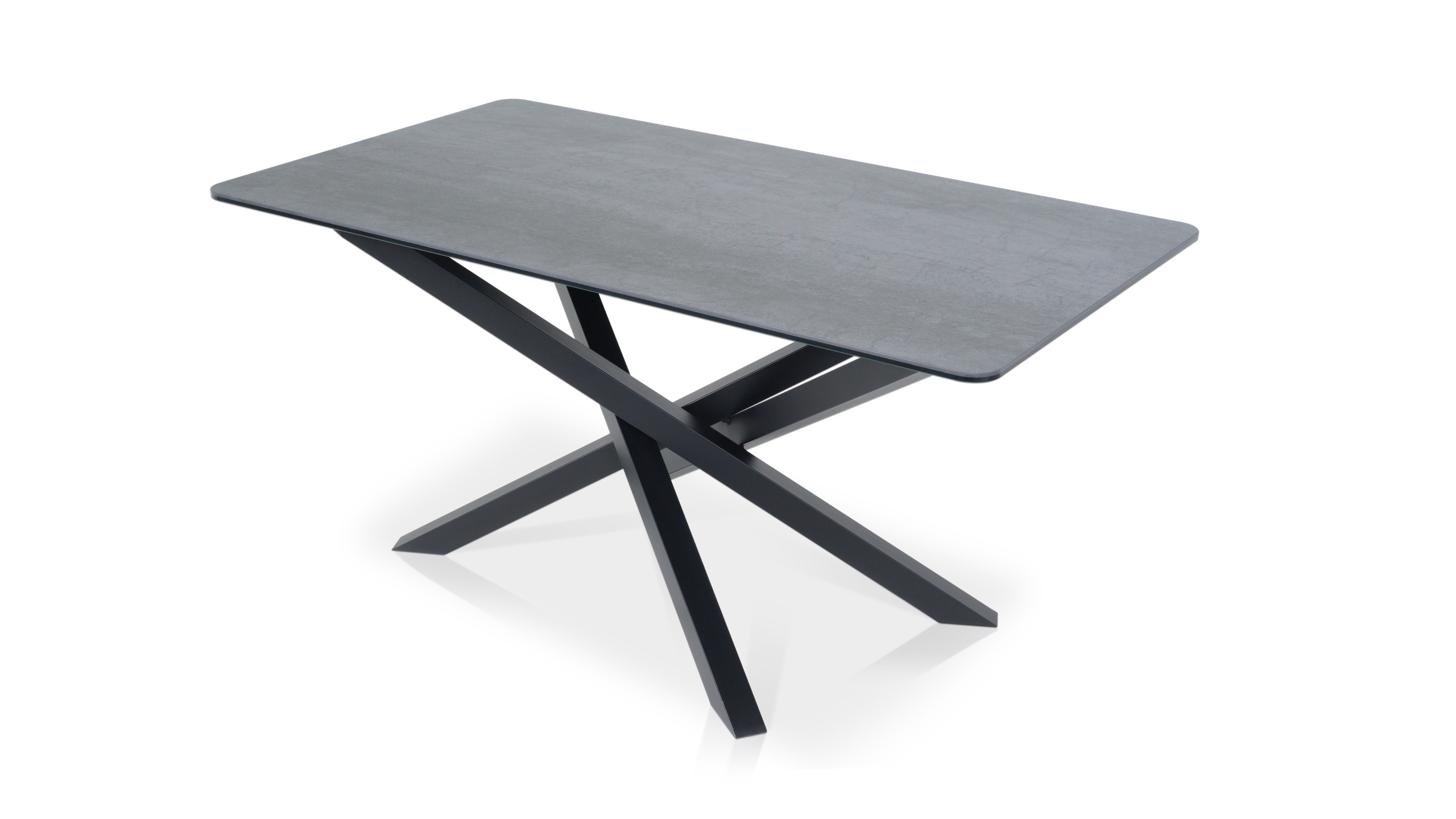 stół na czarnej metalowej podstawie geometrycznej Stół Desi geometryczna elegancja i trwałość nowoczesnych materiałów