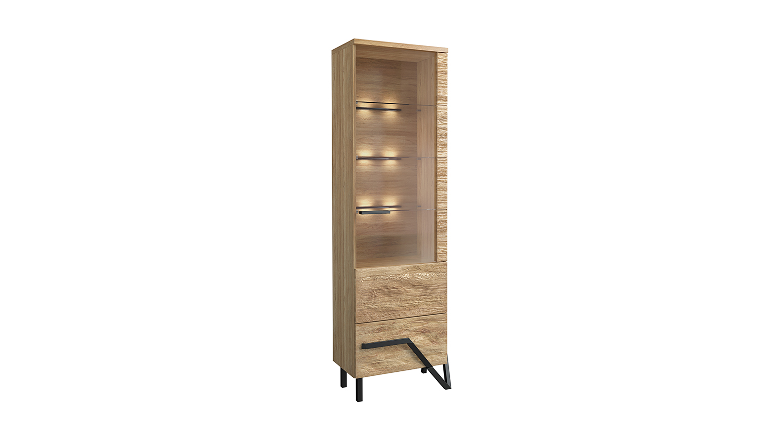 Przeszklony mebel z oświetleniem led