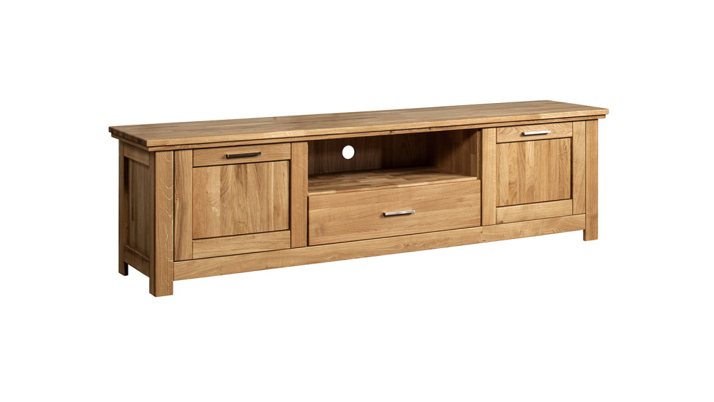 Nowoczesna szafka RTV z elementami dębu