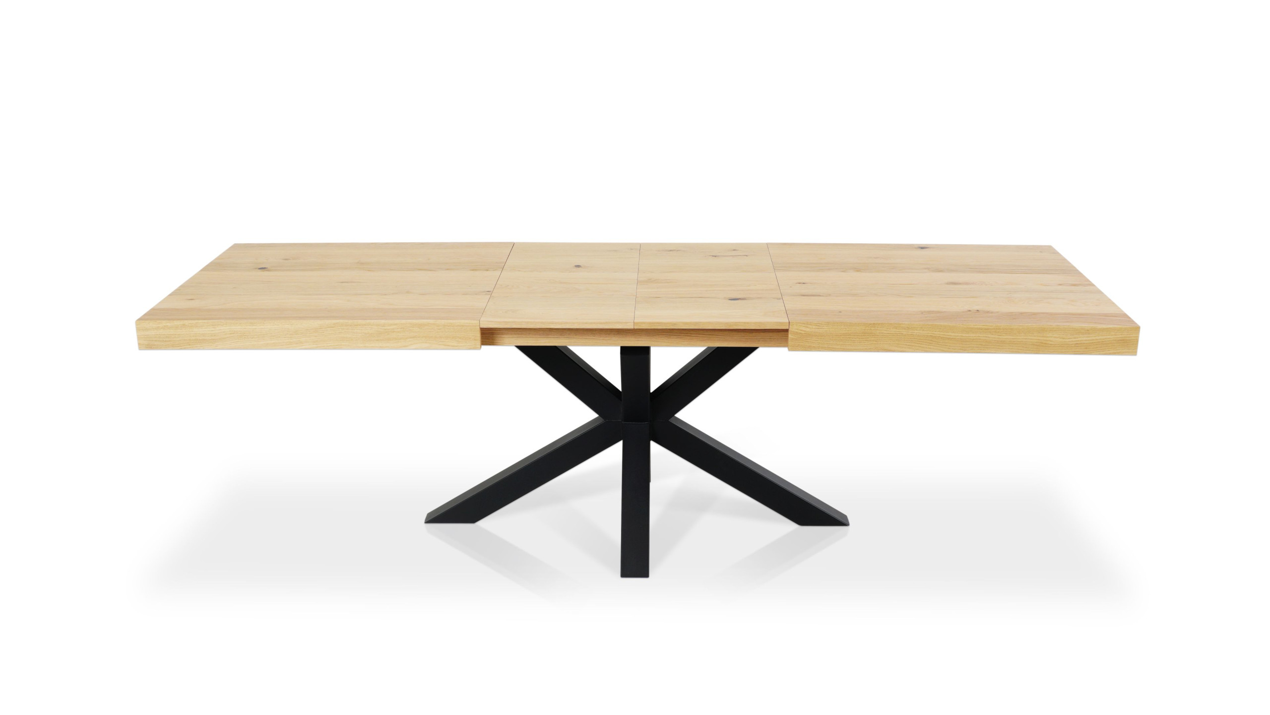 blat szczotkowany z wyraźnymi sękami na designerskiej konstrukcji metalowej Stół NIDO wyrazisty design i naturalne piękno