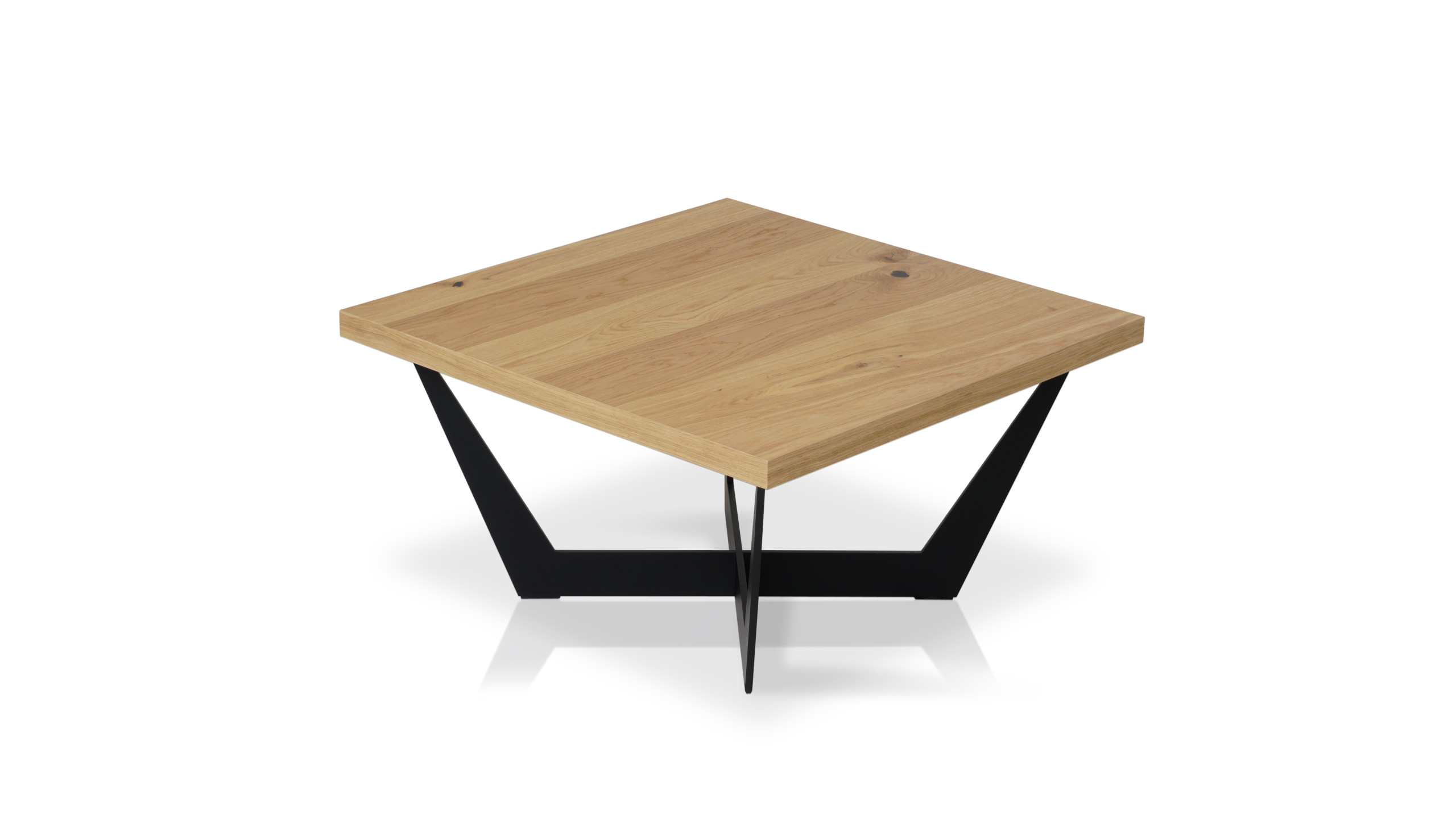 elegancki stolik kawowy w stylu loft Stolik Kawowy Vista z blatem z forniru dębowego