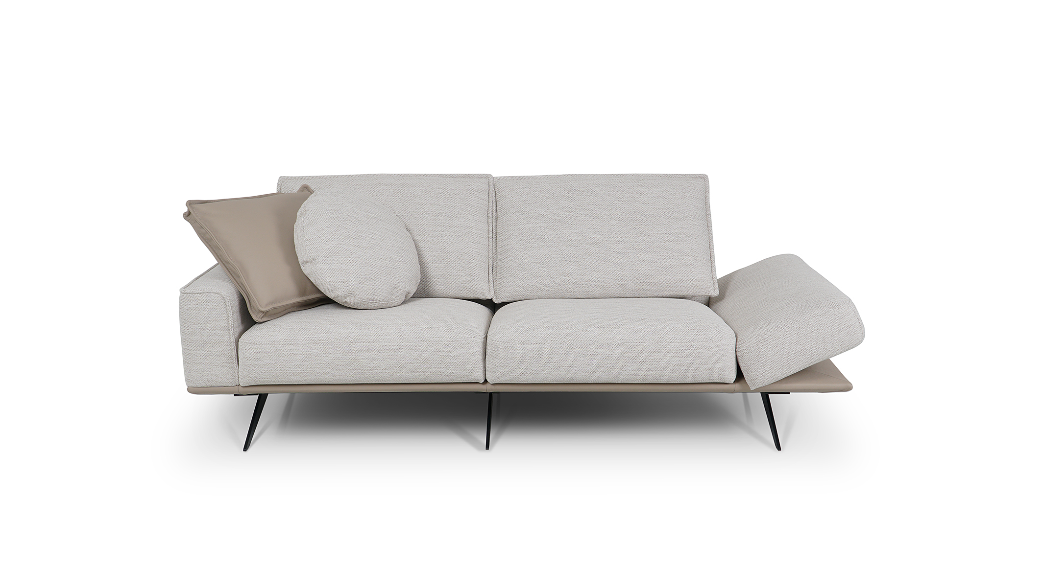 Divisio sofa w łączeniu tkaniny i skóry
