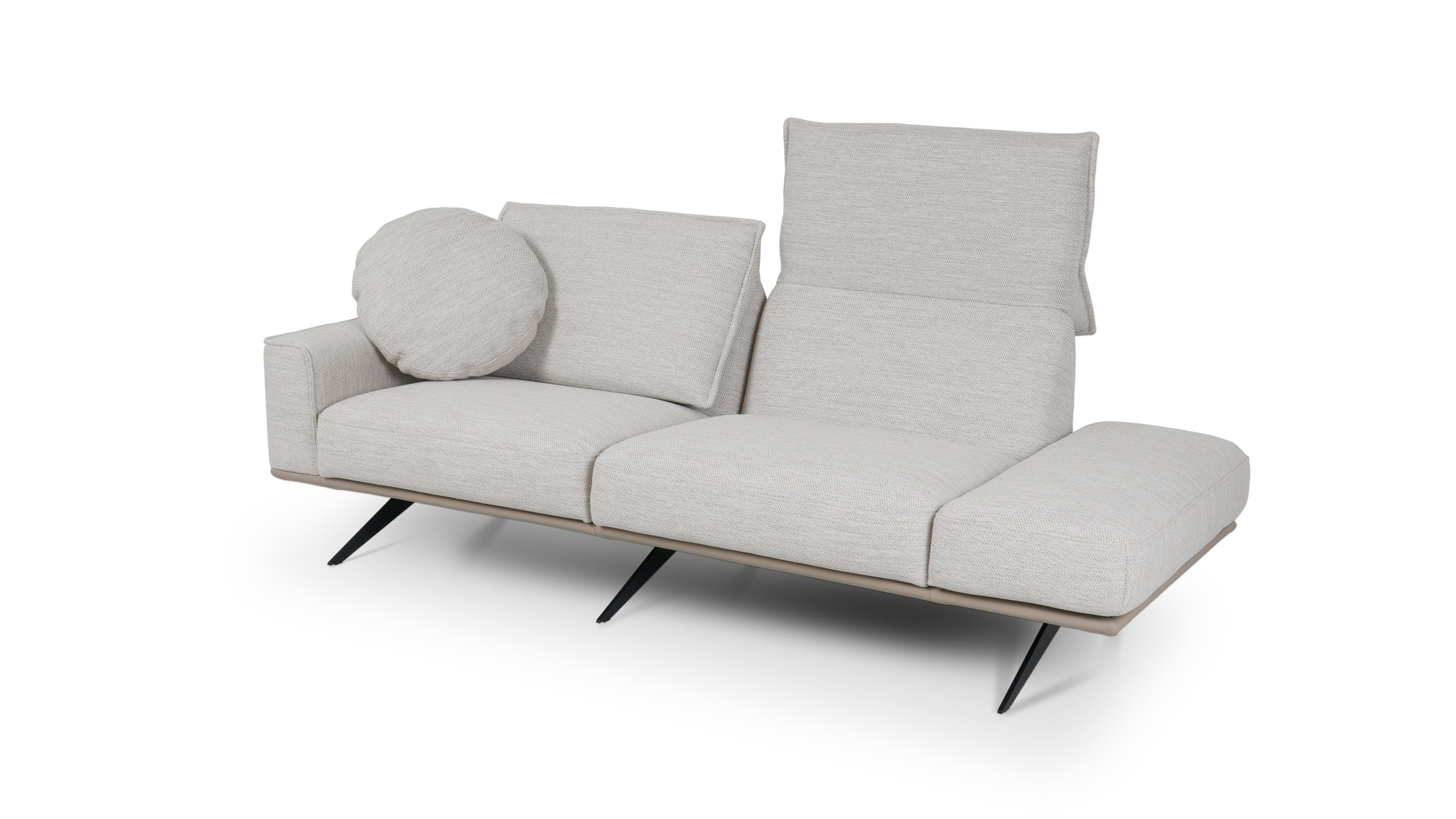 nowoczesna sofa z regulowanym siedziskiem i zagłówkiem Divisio sofa w łączeniu tkaniny i skóry