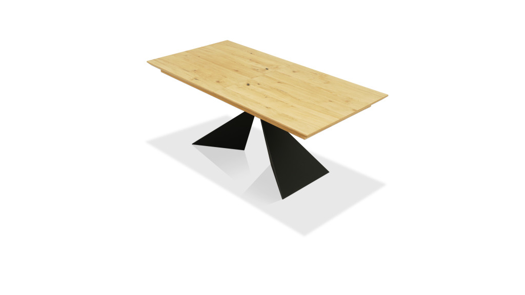 Stół OSUNA dębowy fornirowany z geometryczną metalową podstawą