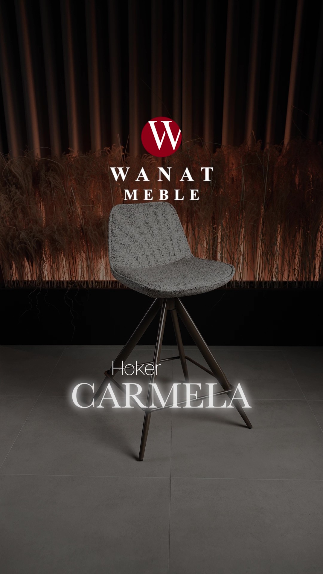 Hoker Carmela idealny do wysp kuchennych Hoker z minimalistycznym siedziskiem w obiciu materiałowym polski producent Meble Wanat