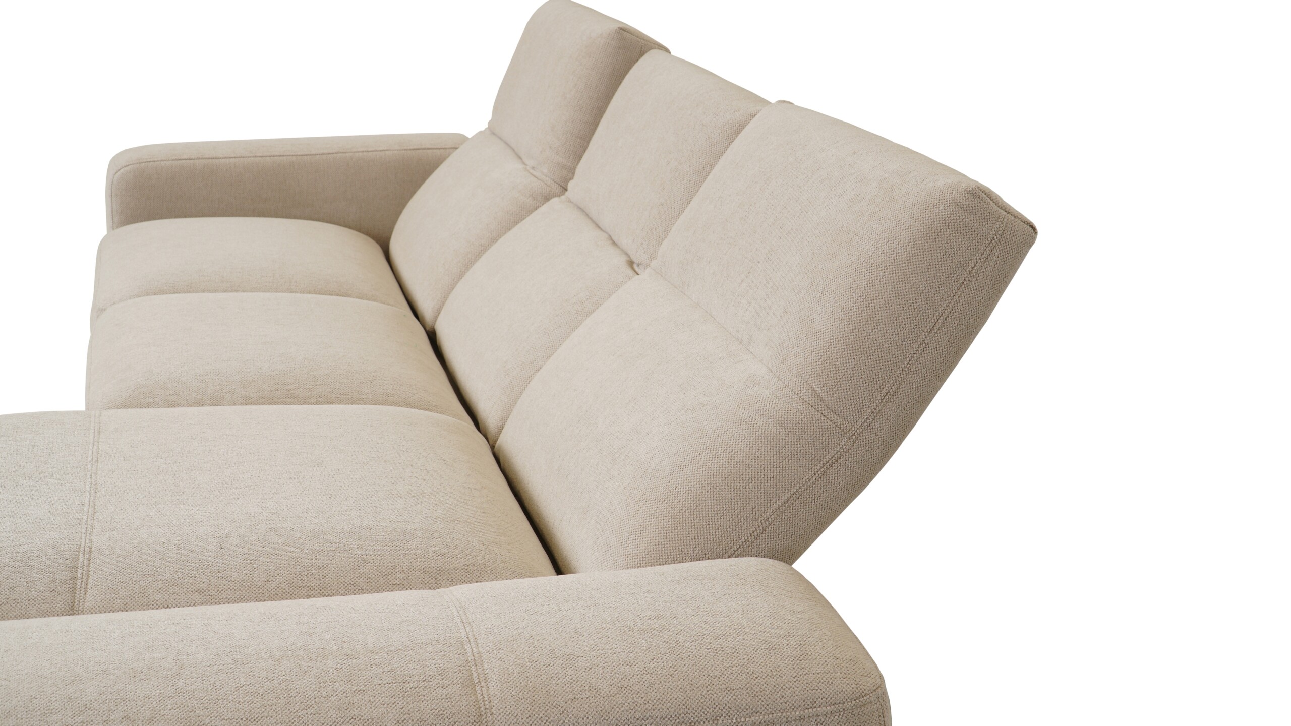 komfortowa sofa wypoczynkowa z regulowanym zagłówkiem i oparciem w tkaninie premium Elastron Lotus Sand komfortowa sofa wypoczynkowa z regulowanym zagłówkiem i oparciem w tkaninie premium Elastron Lotus Sand