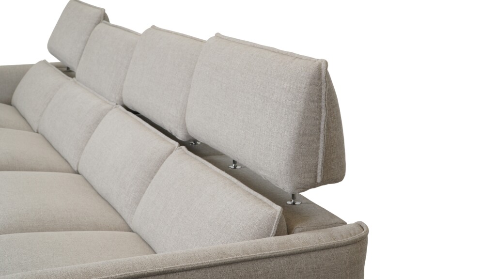 Shila sofa z szezlongiem z elektryczną opcją relaksu mebel wypoczynkowy premium z regulowanymi zagłówkami, wysuwanym elektrycznie siedziskiem i tkaniną łatwą w czyszczeniu