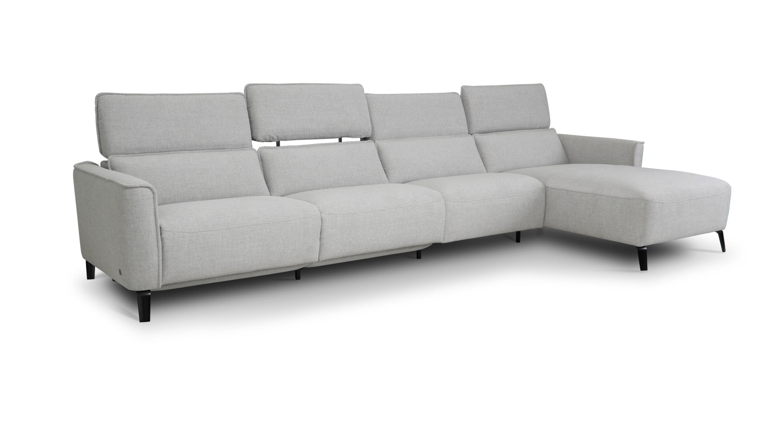 nowoczesna sofa z szezlongiem w jasnej tkaninie łatwoczyszczącej i funkcją elektrycznego relaksu do salonu nowoczesna sofa z szezlongiem w jasnej tkaninie łatwoczyszczącej i funkcją elektrycznego relaksu do salonu