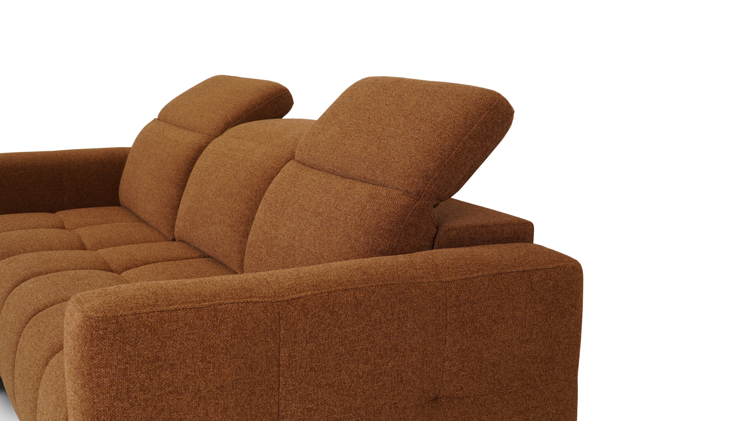 sofa premium z szezlongiem, regulowanymi zagłówkami i praktyczną funkcją spania w tapicerce Fargotex Devon 55 sofa premium z szezlongiem, regulowanymi zagłówkami i praktyczną funkcją spania w tapicerce Fargotex Devon 55