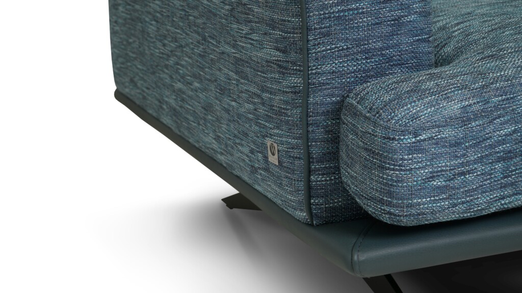 Deli duża sofa z regulowanymi oparciami stylowa sofa premium z leżanką na smukłych nóżkach w modnym zestawieniu dwóch materiałów wykończeniowych