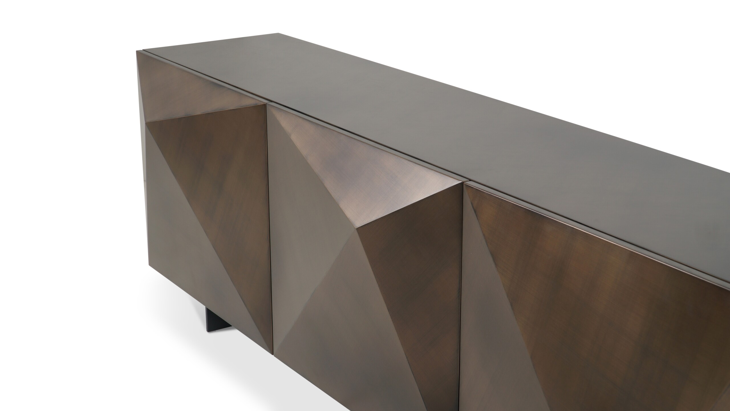 Designerska komoda Geometric na czarnych metalowych nogach z przestrzennym wzorem frontów Designerska komoda Geometric na czarnych metalowych nogach z przestrzennym wzorem frontów