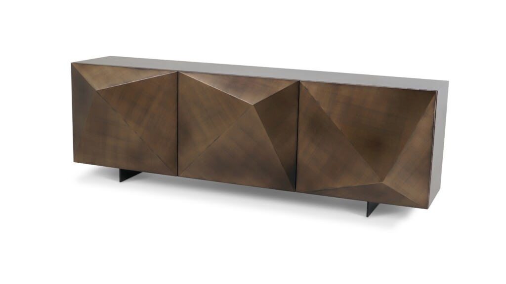 Geometric Komoda 3D Nowoczesna komoda premium z geometrycznymi frontami i wykończeniem szczotkowanego brązu