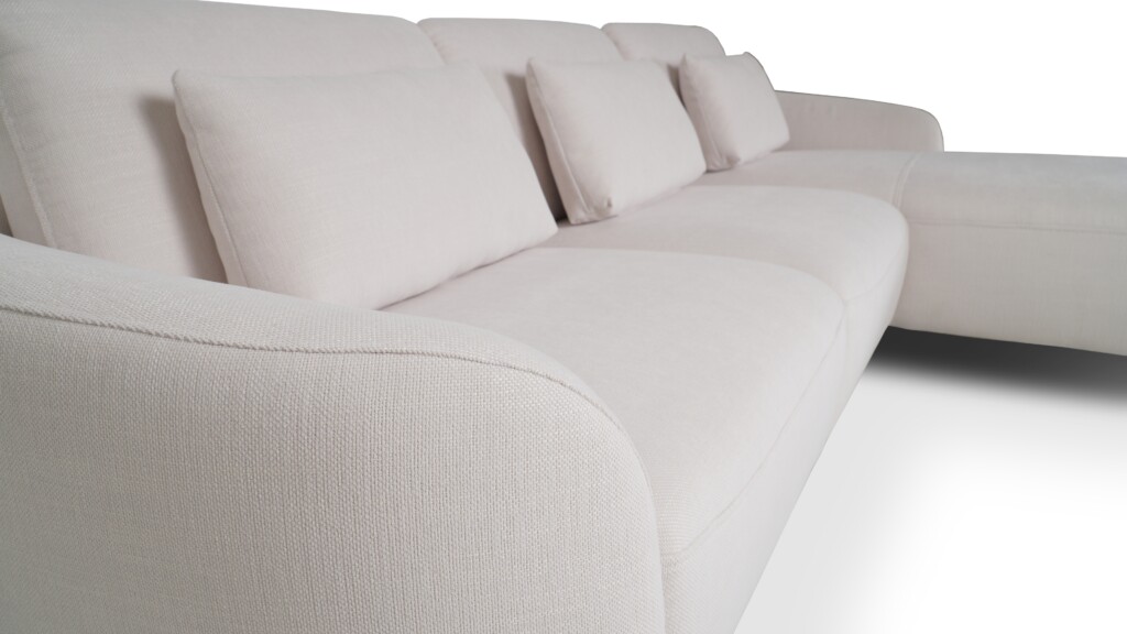 Saga nowoczesna sofa z funkcją regulacji Sofa premium do przestronnego salonu z szezlongiem, funkcją regulacji zagłówków i metalowymi nogami