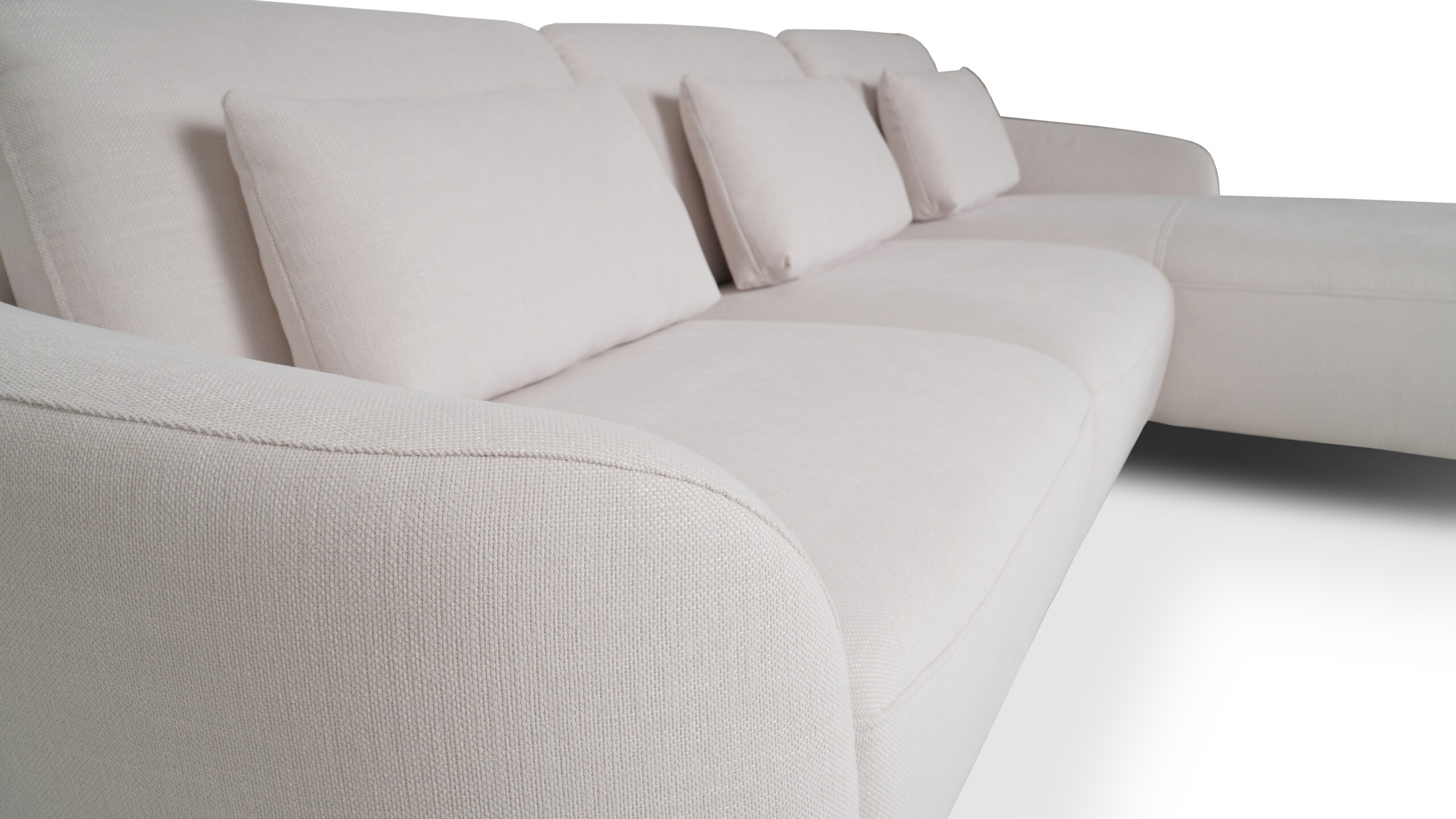 Sofa premium do przestronnego salonu z szezlongiem, funkcją regulacji zagłówków i metalowymi nogami Sofa premium do przestronnego salonu z szezlongiem, funkcją regulacji zagłówków i metalowymi nogami