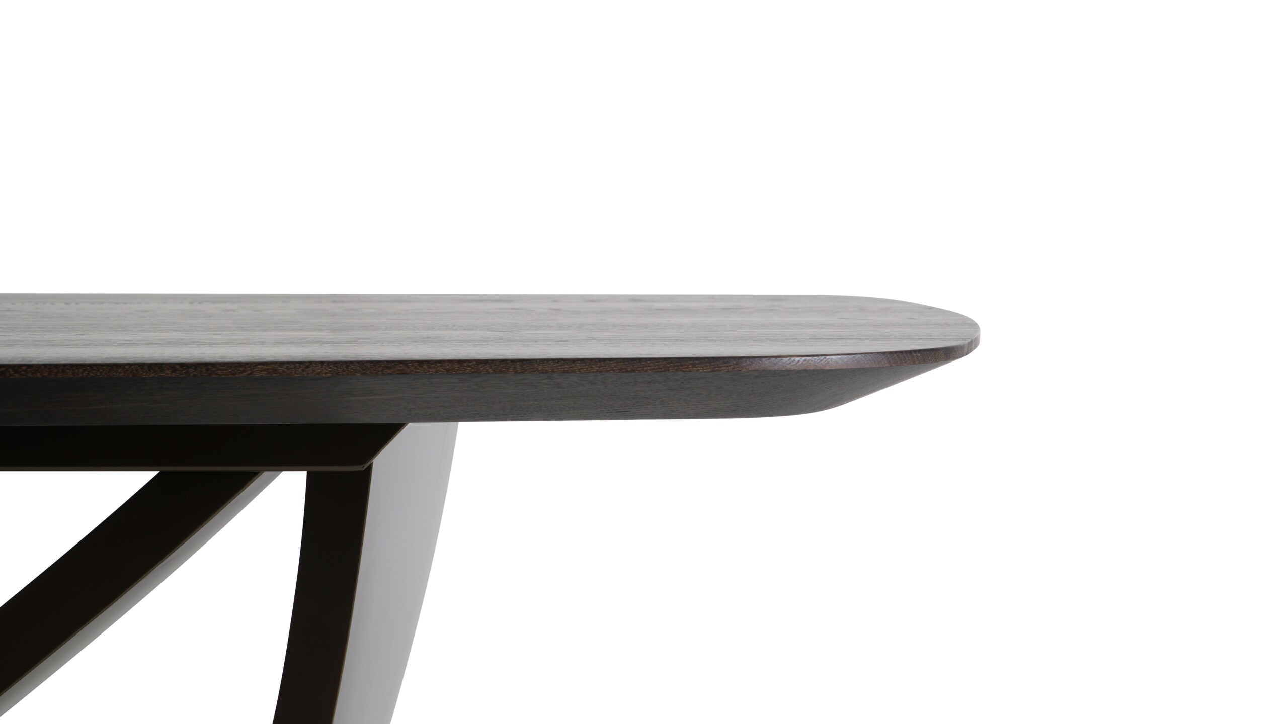 elegancki stół do jadalni z dębowym blatem espresso i dekoracyjną podstawą o designerskiej formie elegancki stół do jadalni z dębowym blatem espresso i dekoracyjną podstawą o designerskiej formie