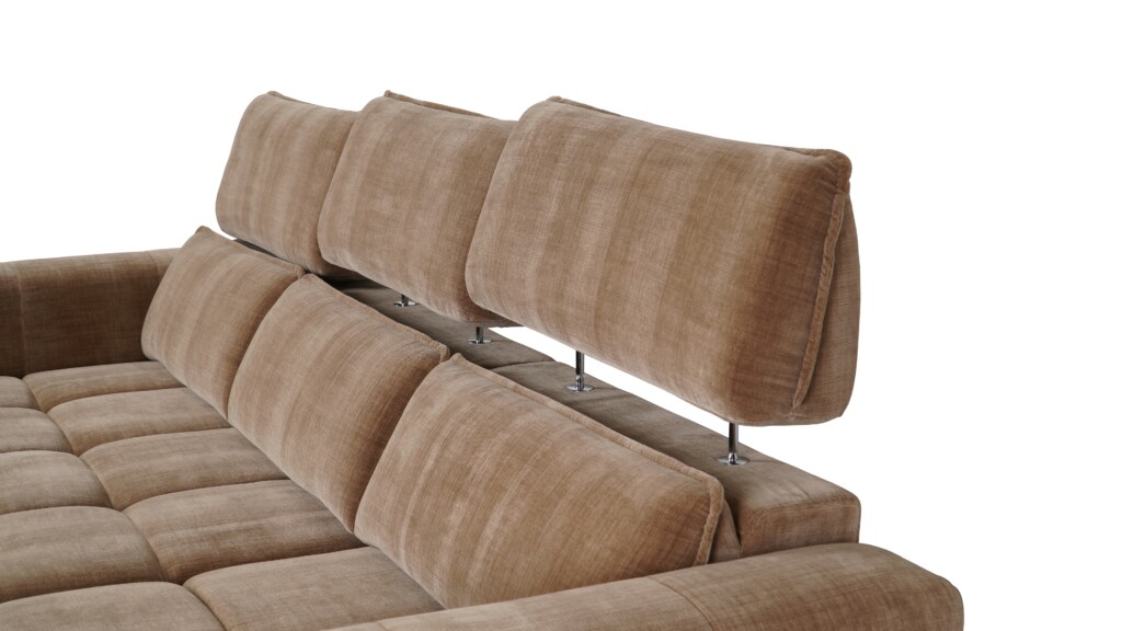 Romelia sofa z funkcją wysuwania siedzisk sofa tapicerowana z szezlongiem, subtelnymi przeszyciami oraz funkcją dopasowania pozycji siedzenia do odpoczynku i relaksu