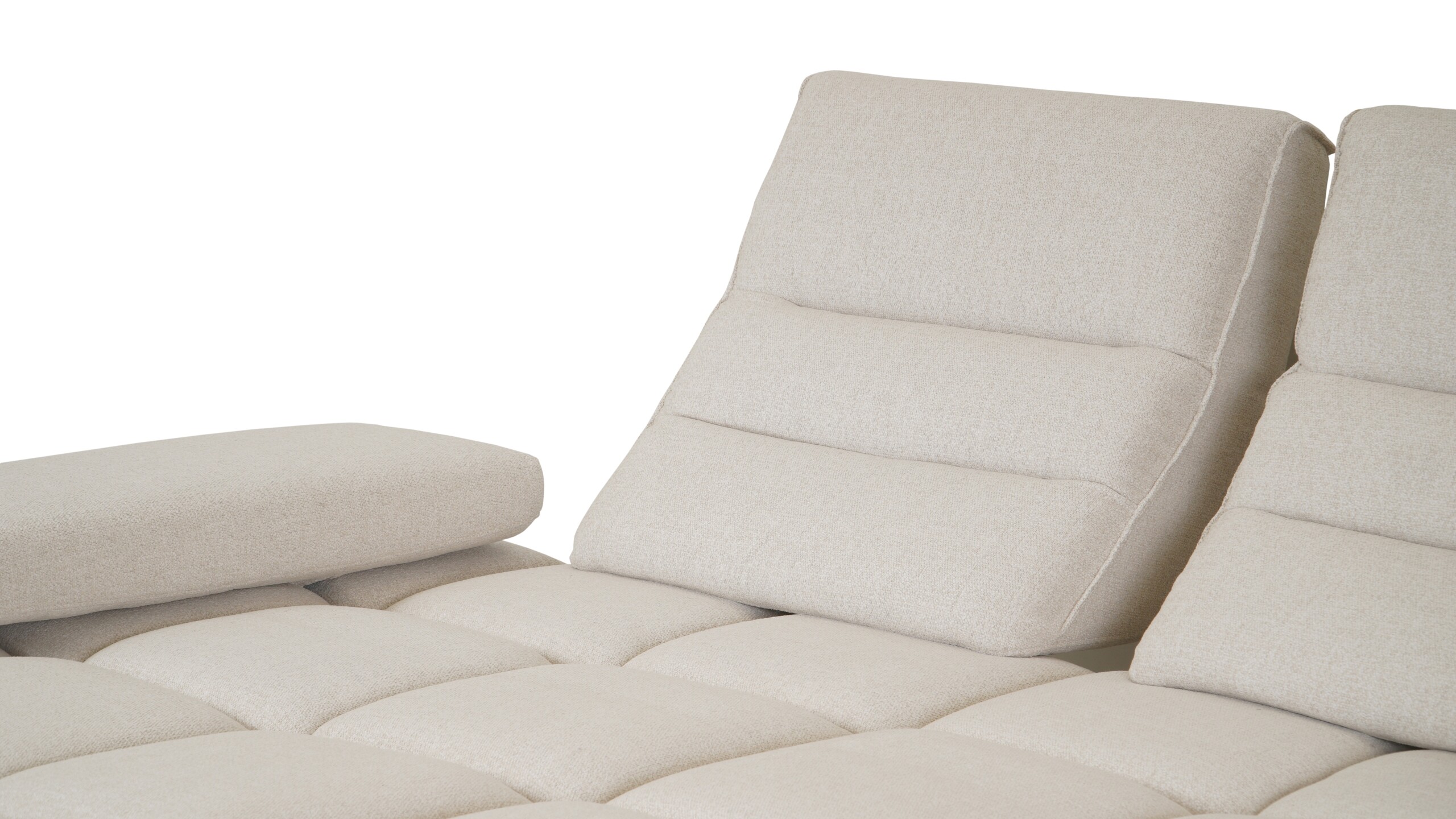 Jasna sofa Alvito z szezlongiem i regulacją oparć, idealna do codziennego relaksu w nowoczesnym wnętrzu Jasna sofa Alvito z szezlongiem i regulacją oparć, idealna do codziennego relaksu w nowoczesnym wnętrzu