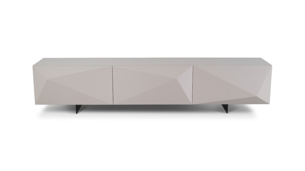 Szafka RTV Geometric Meble Wanat w kolorze kaszmirowym z frontami 3D